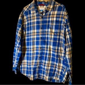 COLUMBIA Sportswear Men’s Blue Plaid Long Sleeve Button Down Shirt Sz:L